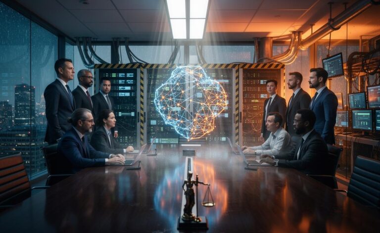 Illustration of experts urging caution on AI due to fragile foundations, hidden costs, and legal and safety risks