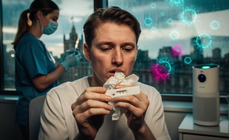 Illustration of COVID-19 in 2026: latest strains, symptoms, testing, and vaccination in the UK