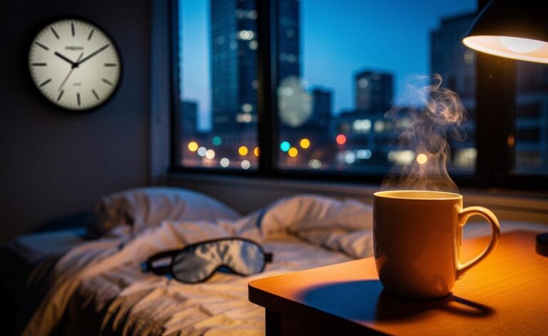 Illustration of drinking coffee after 5 pm and its impact on sleep