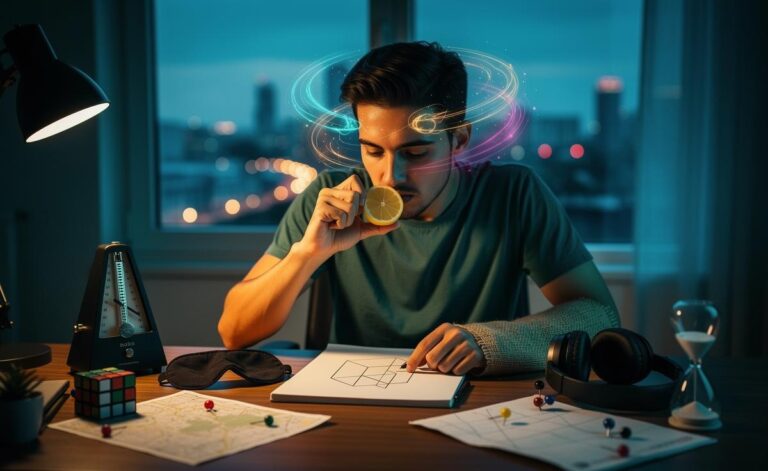 Illustration of surprising brain exercises for enhancing memory and focus