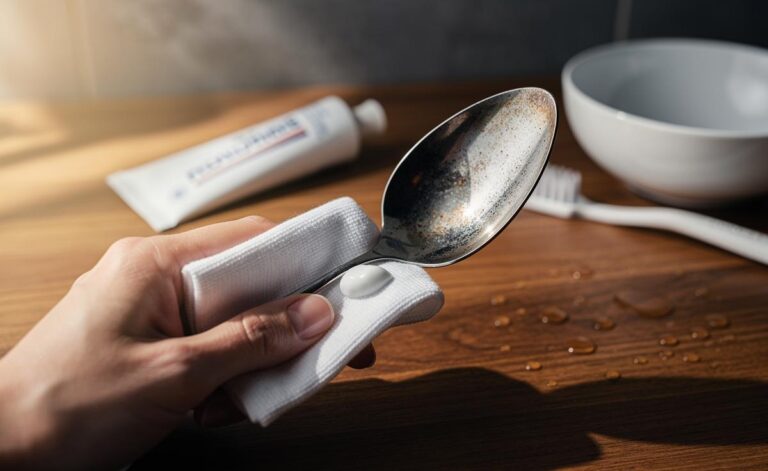 Illustration of toothpaste used to polish tarnished silverware with mild abrasives