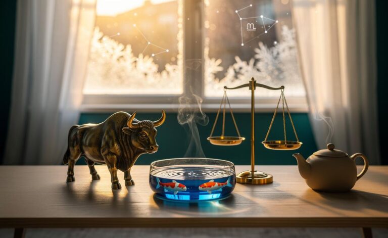 Illustration of the three zodiac signs Taurus, Libra, and Pisces releasing lingering tension on January 4, 2026