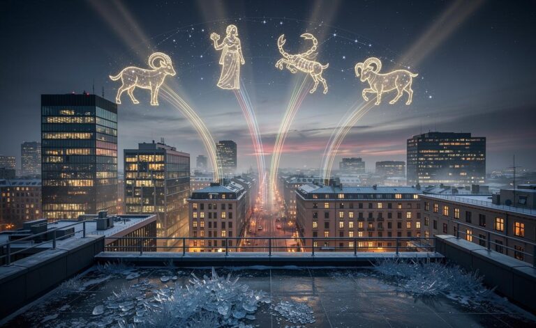 Illustration of four zodiac signs—Aries, Virgo, Scorpio, and Capricorn—attracting momentum and progress on 3 January 2026