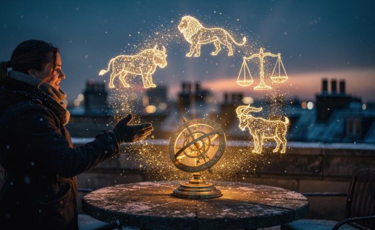 Illustration of four zodiac signs—Taurus, Leo, Libra, and Capricorn—attracting wealth and happiness on 17 January 2026