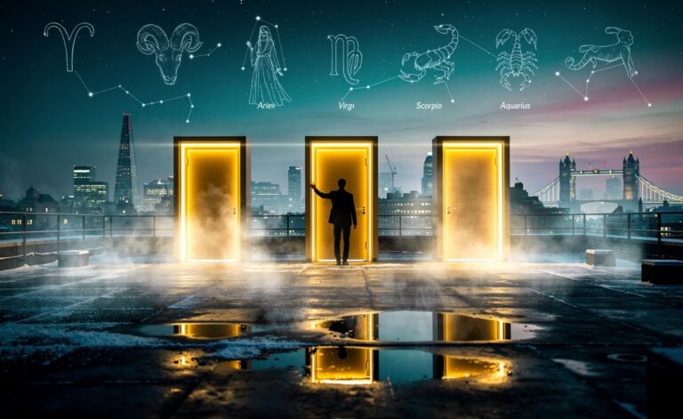 Illustration of four zodiac signs—Aries, Virgo, Scorpio, and Aquarius—discovering unseen opportunities on 10 January 2026