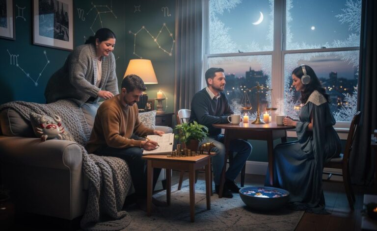 Illustration of Cancer, Taurus, Libra, and Pisces experiencing emotional reassurance on 2 January 2026