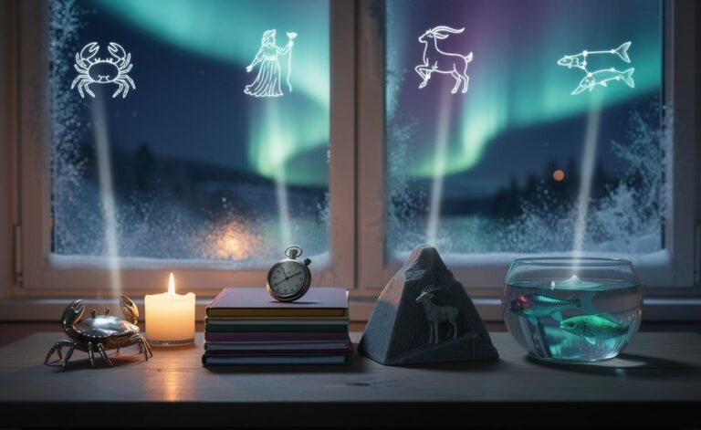 Illustration of Cancer, Virgo, Capricorn, and Pisces receiving comforting signals on January 4, 2026