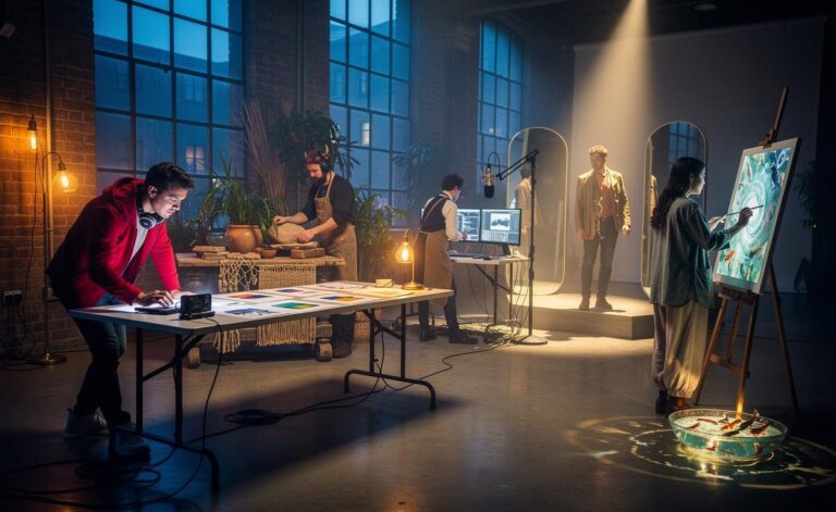 Illustration of five zodiac signs—Aries, Taurus, Gemini, Leo, and Pisces—embarking on creative endeavours on 12 January 2026