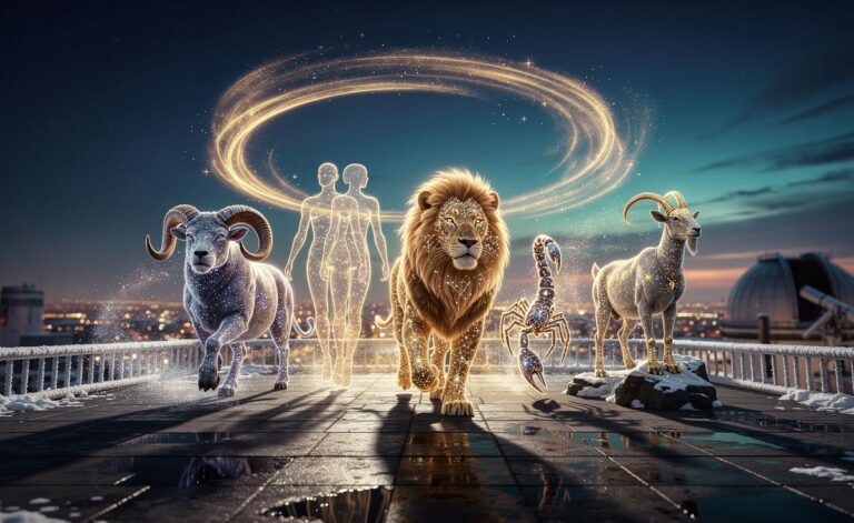 Illustration of the five zodiac signs—Aries, Gemini, Leo, Scorpio, and Capricorn—shifting from planning to decisive action on 3 January 2026