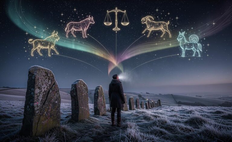 Illustration of Taurus, Gemini, Libra, Capricorn, and Aquarius under an enchanting cosmic alignment on January 7, 2026