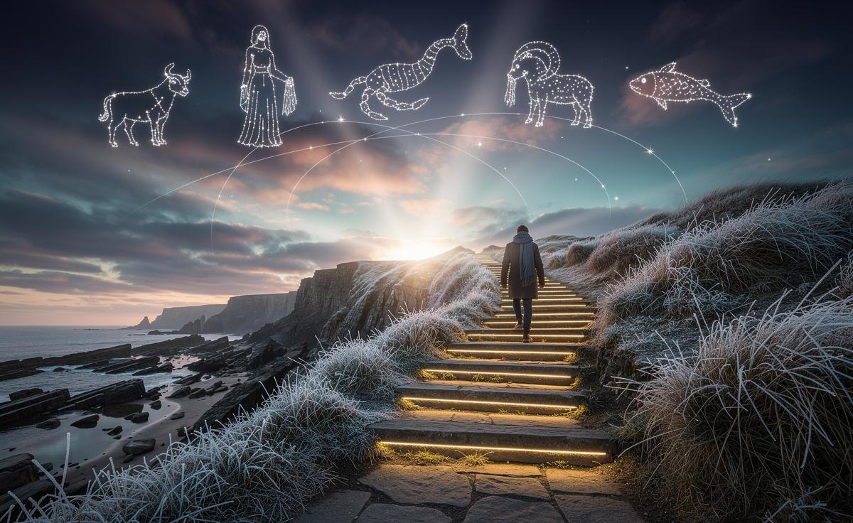 Illustration of five zodiac signs experiencing remarkable growth on 10 January 2026