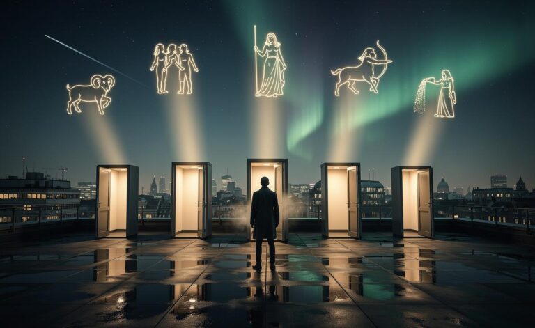 Illustration of the five zodiac signs—Aries, Gemini, Virgo, Sagittarius, and Aquarius—highlighted as receiving unexpected opportunities on 17 January 2026