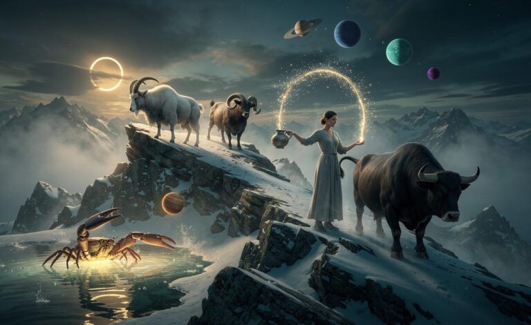 Illustration of the five zodiac signs—Capricorn, Aries, Cancer, Aquarius and Taurus—poised to thrive through challenges on 9 January 2026