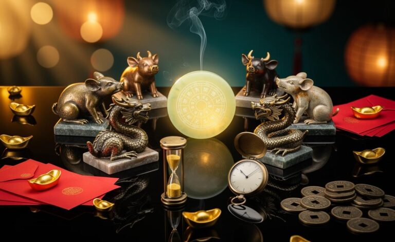 Illustration of six Chinese Zodiac signs—Rat, Ox, Dragon, Snake, Rooster, and Pig—highlighted for prosperity on 12 January 2026