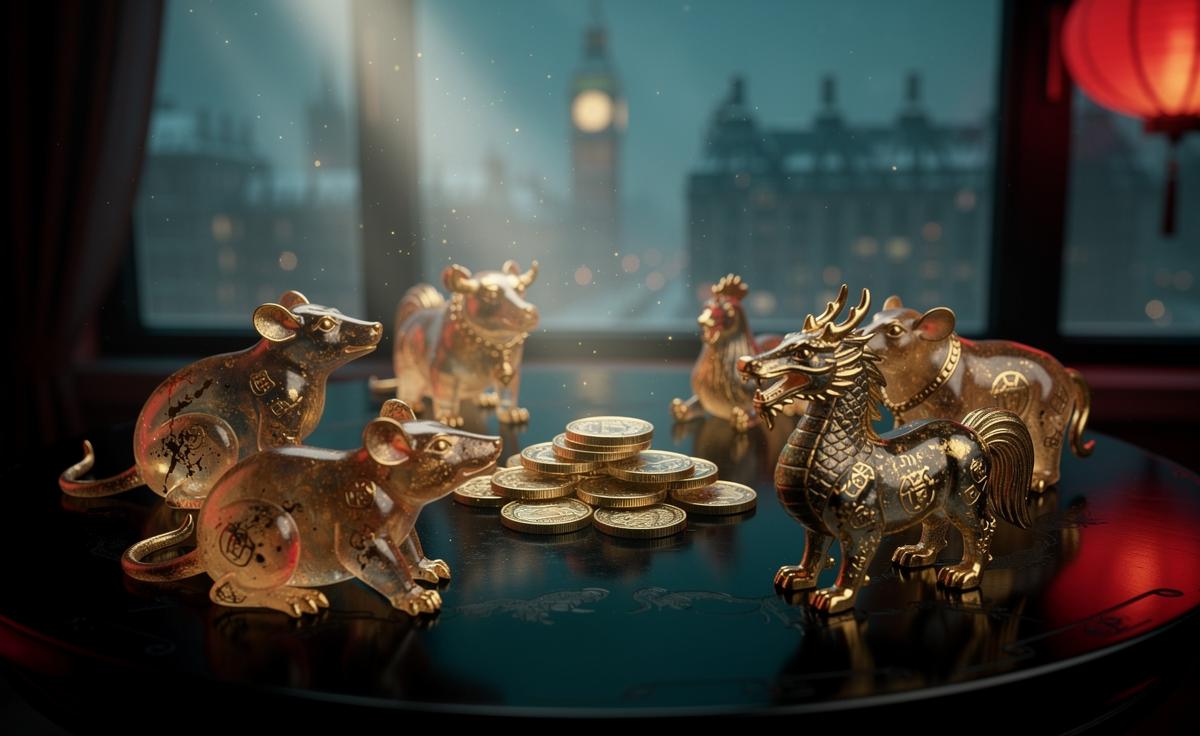 Illustration of seven Chinese Zodiac signs—Rat, Ox, Rooster, Monkey, Snake, Dragon, and Horse—finding unexpected wealth on January 6, 2026