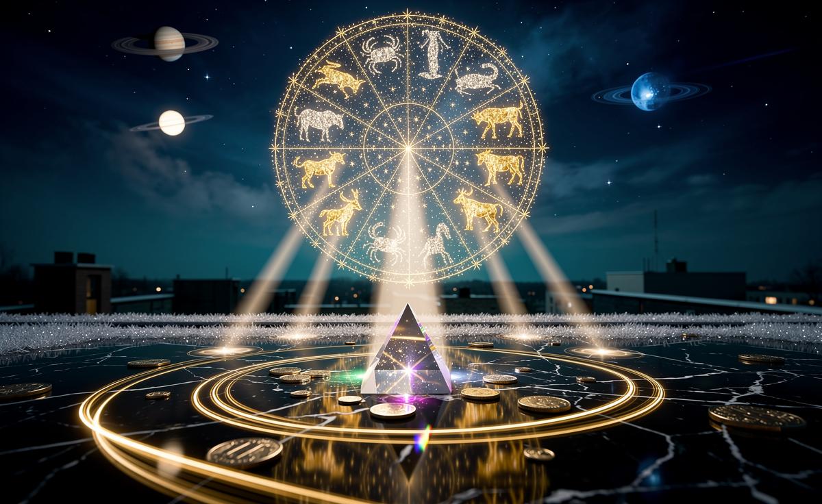 Illustration of eight zodiac signs highlighted for luck and prosperity on January 8, 2026