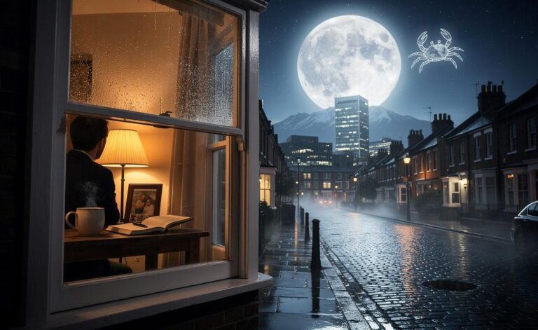 Illustration of the Cancer Full Moon on January 16, 2026, and the twelve zodiac signs