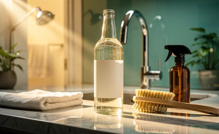 Illustration of drinkable white vinegar used as an eco-friendly cleaner to detoxify a home from top to bottom