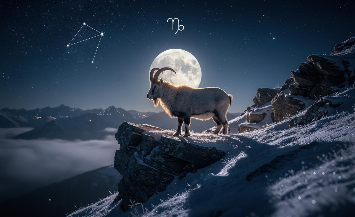 Illustration of the Moon in Capricorn on 7 January 2026
