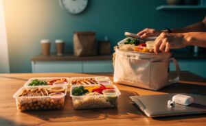 Illustration of strategic meal prepping influencing weekly productivity and reducing decision fatigue