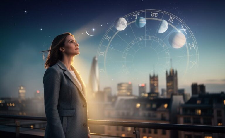 Illustration of the fortuitous cosmic alignment on 8 January 2026 and zodiac horoscope themes