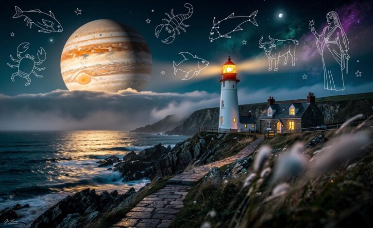 Illustration of Jupiter in Cancer bringing luck to Cancer, Scorpio, Pisces, Taurus, and Virgo on 18 January 2026