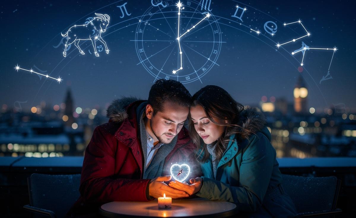 Illustration of the love horoscope for 12 January 2026, focusing on listening to your heart and relationships