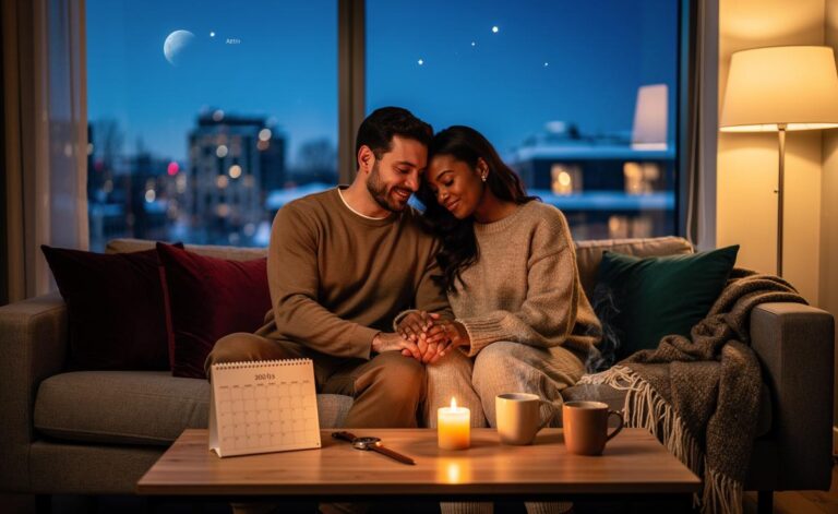 Illustration of the love horoscope for 2 January 2026 focused on stability, practical routines, and dependable relationships