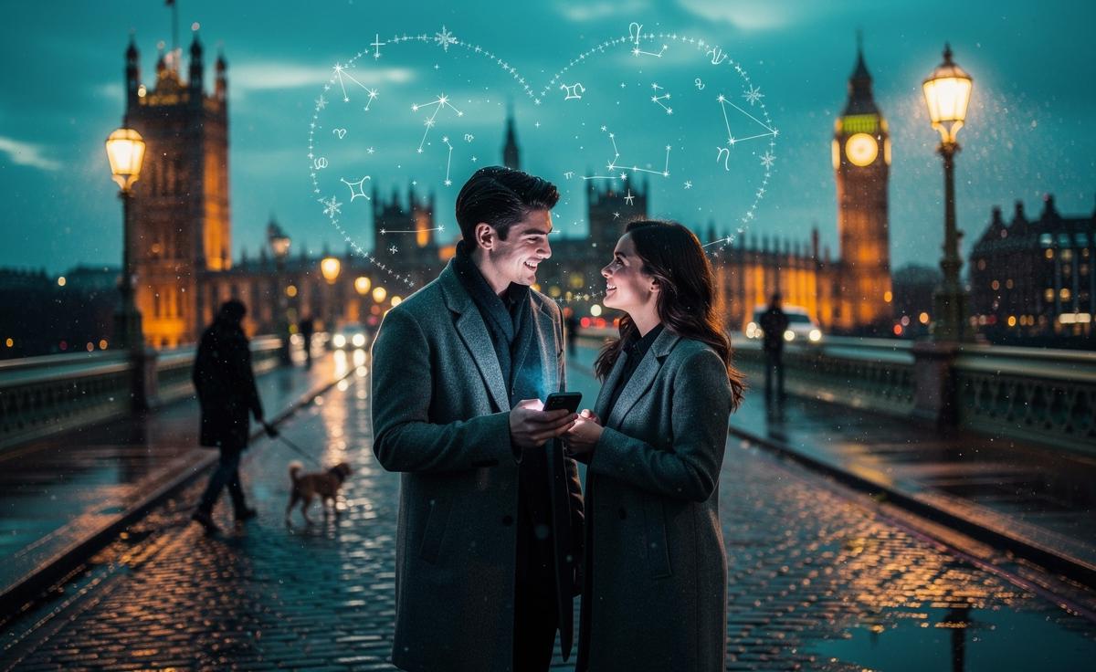 Illustration of the love horoscope for 9 January 2026, highlighting a romantic surprise for singles and couples