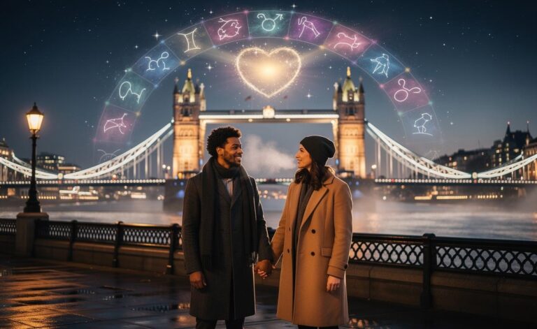 Illustration of the twelve zodiac signs with love and relationship symbols on 17 January 2026