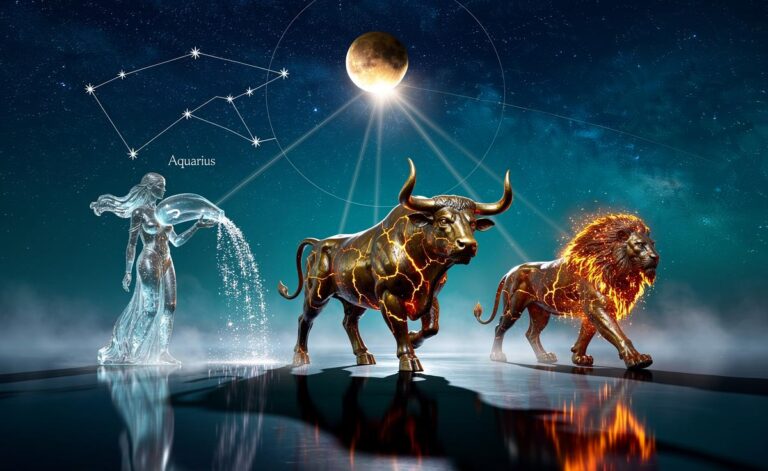 Illustration of Pluto's alignment in Aquarius on 11 January 2026 influencing Aquarius, Taurus, and Leo