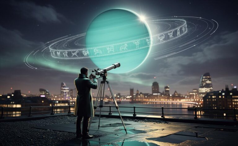 Illustration of Uranus in retrograde until 11 August 2026 and its meaning for each zodiac sign