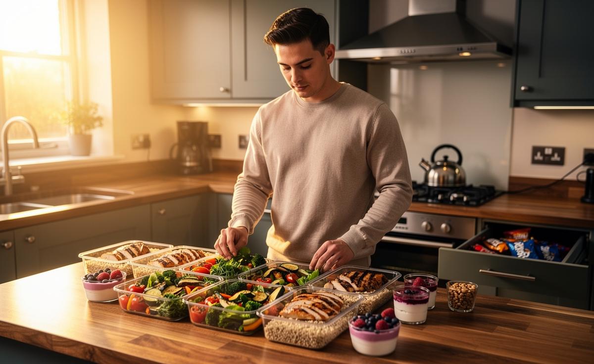 Illustration of planning meals ahead to avoid unhealthy snacking