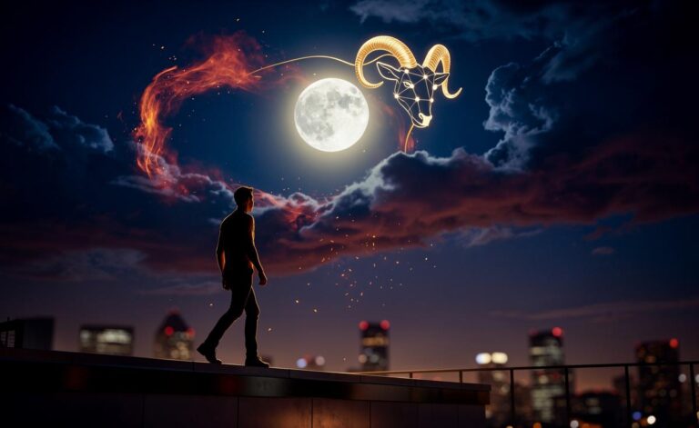 Illustration of the Moon moving into Aries on 6 January 2026