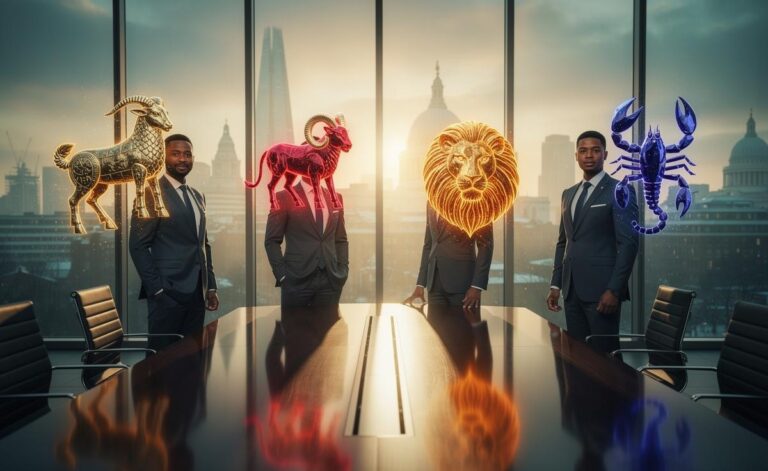 Illustration of the zodiac signs Capricorn, Aries, Leo, and Scorpio taking charge on 3 January 2026
